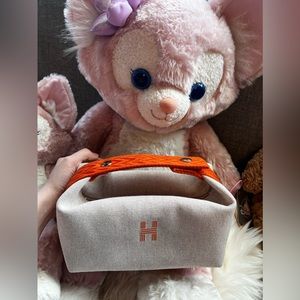 (Sold) Hermes Orange Stripe Small Canvas Bag 'Bride-a-Brac' Case